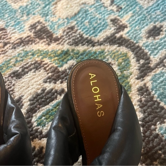 Black Alohas Natasha puffy square toed mule heels - Picture 5 of 9